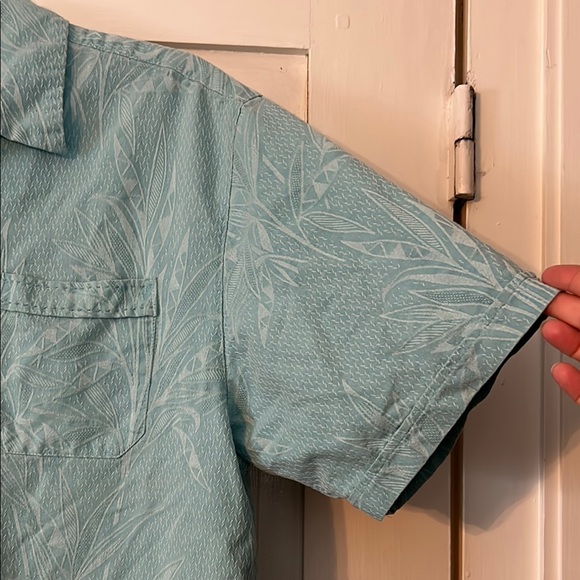 JAMAICA JAXX Men's 100% Silk Blue Short Sleeve Shirt aloha Hawaiian Butt… - Picture 7 of 12